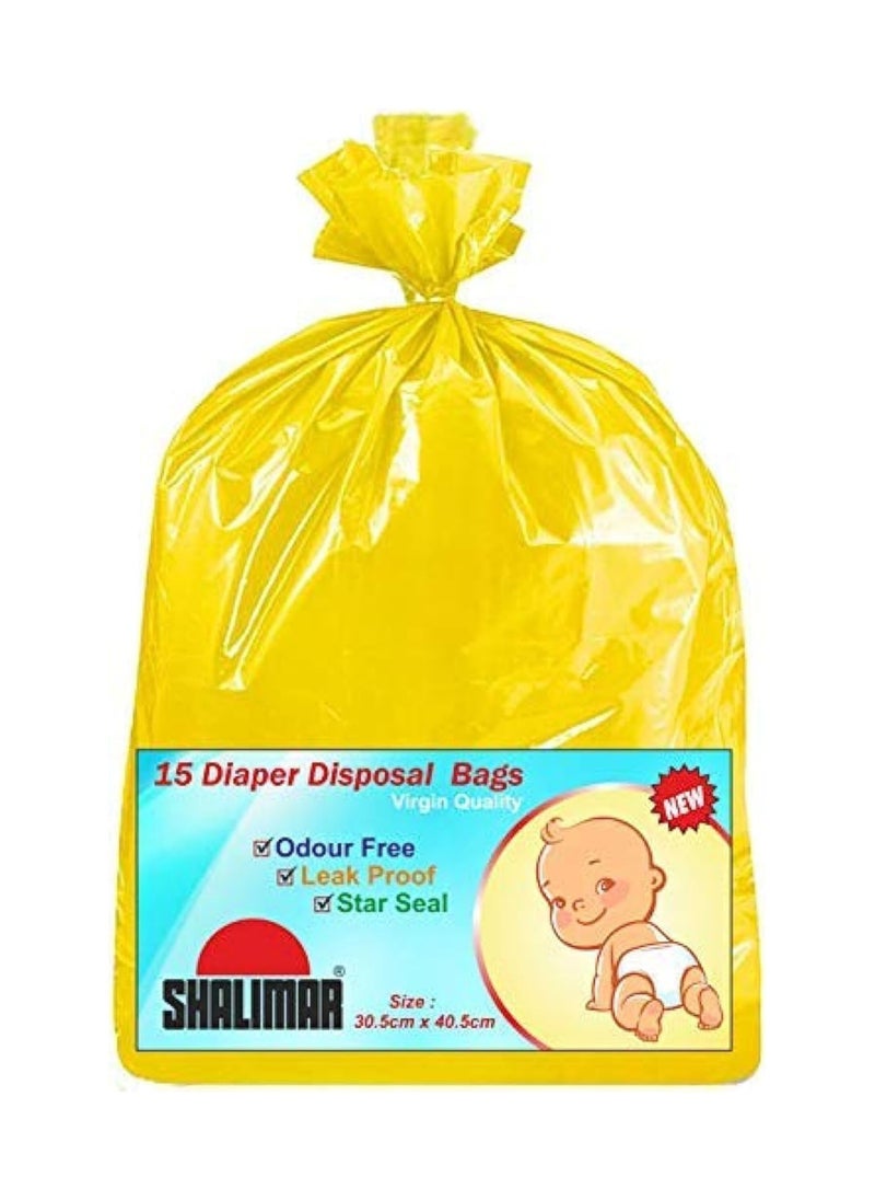 shalimar Shalimar Baby Diaper Disposable Bags – 90 Bags (6 Rolls) – 30 x 40 cm – Leak-Proof, Odor-Sealing Disposable Pouches for Diapers, Sanitary Waste & Travel Use  - Image 1