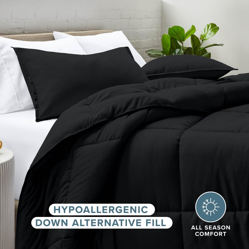 Bare Home Comforter Set - Twin/Twin Extra Long Size - Ultra-Soft - Goose Down Alternative - Premium 1800 Series - All Season Warmth (Twin/Twin XL, Black) - Image 2