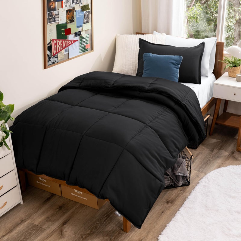 Bare Home Comforter Set - Twin/Twin Extra Long Size - Ultra-Soft - Goose Down Alternative - Premium 1800 Series - All Season Warmth (Twin/Twin XL, Black) - Image 1