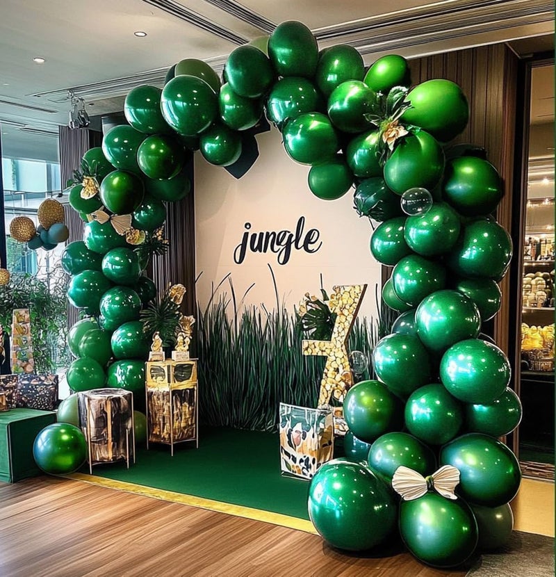 HIBAOpati Dark Green Balloons Double Stuffed Emerald Forest Green Balloon Arch Different Sizes 18125in Metallic Balloons for Jungle Birthday Baby Shower Graduation St Patricks Day Decorations - Image 3