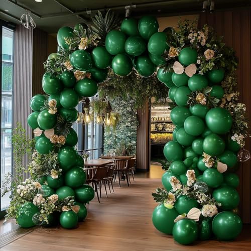 HIBAOpati Dark Green Balloons Double Stuffed Emerald Forest Green Balloon Arch Different Sizes 18125in Metallic Balloons for Jungle Birthday Baby Shower Graduation St Patricks Day Decorations - Image 5