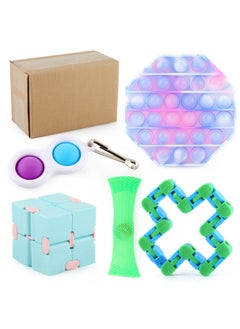 Generic Decompression Toy Suit 5 Suit Decompression Key Chain Unlimited Rubik's Cube Decompression Finger Bubble Music Generation-Color:JL002-5 Decompression Suit Express Box 175g  - Image 1