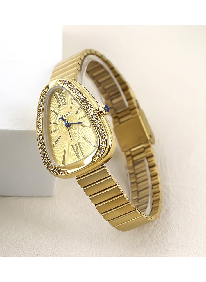 BIFANXI Ladies Fashion Watch, Snake-Shaped Diamond Design Quartz Watch, Fashionable Versatile Bracelet Watch  - Image 2