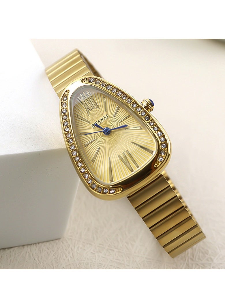 BIFANXI Ladies Fashion Watch, Snake-Shaped Diamond Design Quartz Watch, Fashionable Versatile Bracelet Watch  - Image 1