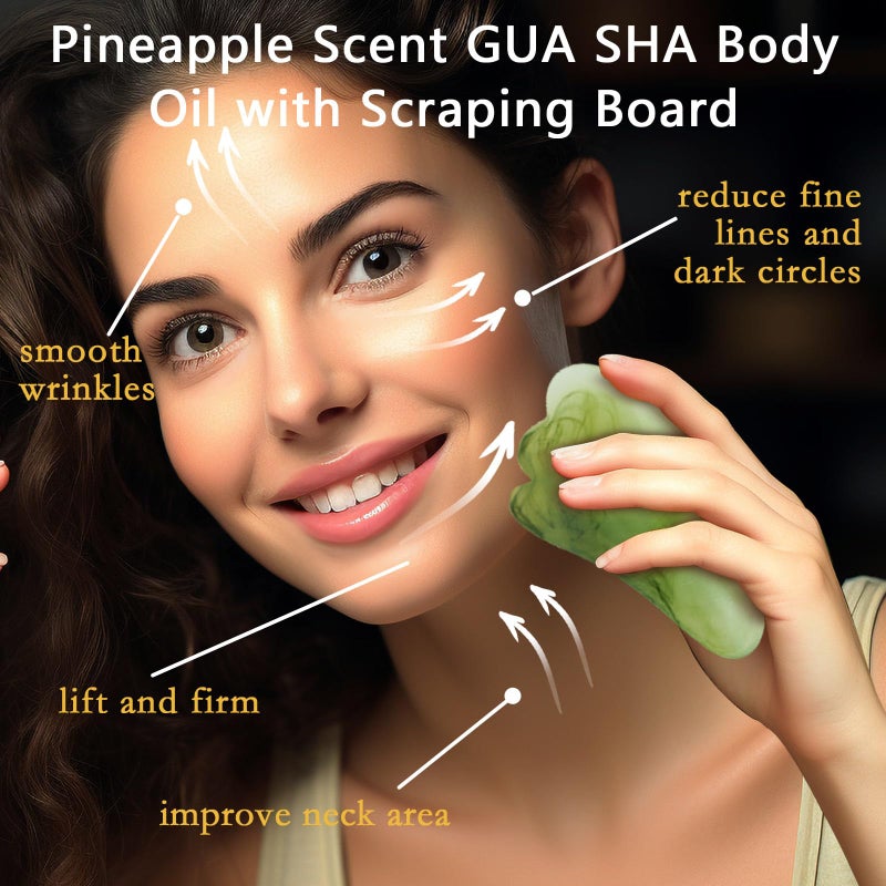 MR.A 2 Pack Pineapple Juice Scented Body Oil, Vitamin E Hydrating Body Oil, Pineapple GUASHA Oil after Shower for Dry Skin, Massage Oil with Guasha Tool - Image 2