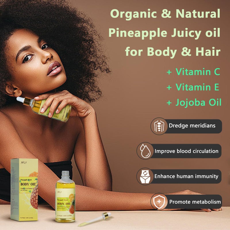 MR.A 2 Pack Pineapple Juice Scented Body Oil, Vitamin E Hydrating Body Oil, Pineapple GUASHA Oil after Shower for Dry Skin, Massage Oil with Guasha Tool - Image 4