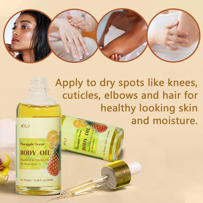 MR.A 2 Pack Pineapple Juice Scented Body Oil, Vitamin E Hydrating Body Oil, Pineapple GUASHA Oil after Shower for Dry Skin, Massage Oil with Guasha Tool - Image 3
