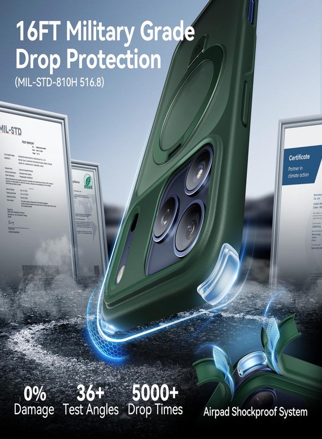 CASEKOO Ultra-Magnetic Stand for iPhone 17 Pro Max Case [Military Drop Protection] [Compatible with MagSafe] Shockproof Translucent Matte Slim Ring Holder Case for iPhone 17 ProMax 6.9", Green - Image 5