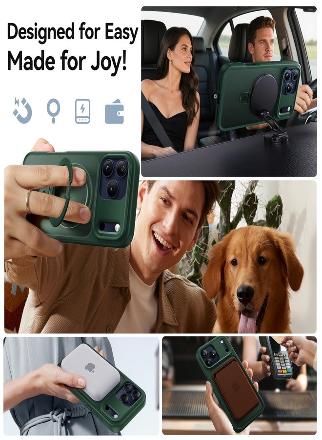 CASEKOO Ultra-Magnetic Stand for iPhone 17 Pro Max Case [Military Drop Protection] [Compatible with MagSafe] Shockproof Translucent Matte Slim Ring Holder Case for iPhone 17 ProMax 6.9", Green - Image 4