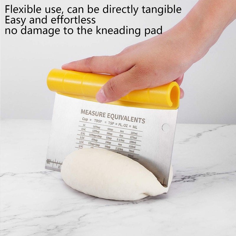 Sugalsu 2in1 Stainless Steel Dough Scraper Set for Benches and Plastic Bowl with Measuring Function Multipurpose Tools for Kitchen Baking Making Bread Cakes Pizza Pack of 2 - Image 3