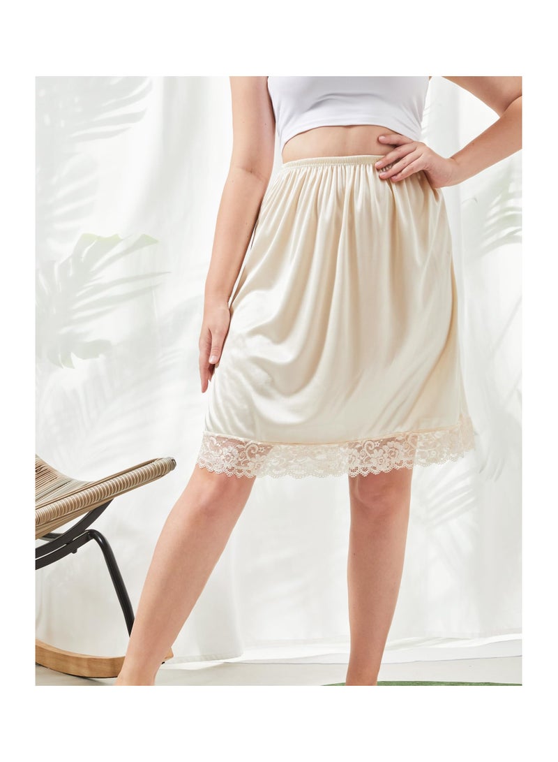 SYOSI 3 Pieces Women's Anti Static Satin Polyester Fabric Lace Half Slip Women's Silky Touch Anti Cling Above Knee Lace Half Slip Dress for Under Dresses, Waistline Approx 60 Cm/23.62 In - Image 5