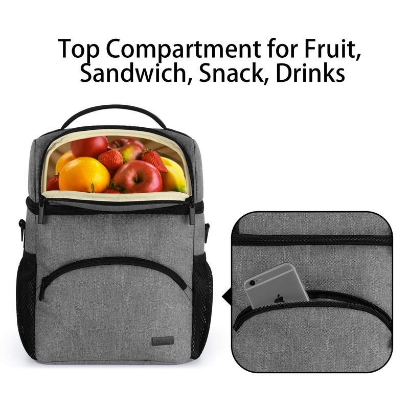 Teamoy Breastmilk Cooler Bag with Ice Pack, Double Layer Travel Bottle Cooler Tote - Fits 6 Large 9 oz Bottles, Gray - Image 3