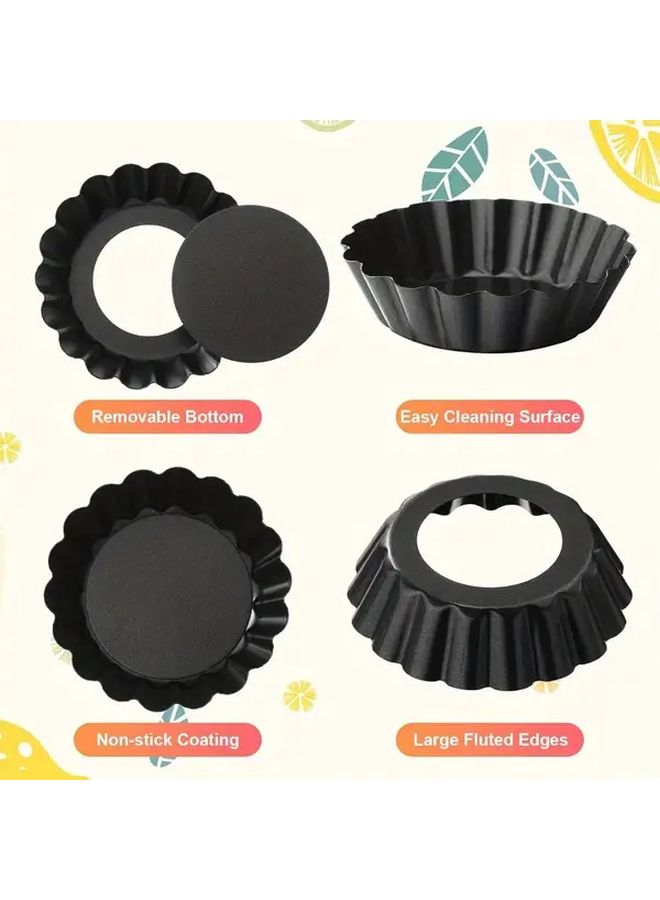 12 Pcs 3 Inch Carbon Steel Bottom Removable Tart Molds Mini Baking Pans Reusable Quiche Bakeware For Pies Cheesecakes Desserts - Image 5