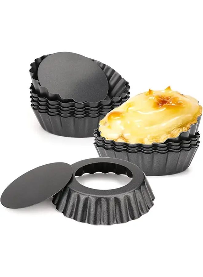 12 Pcs 3 Inch Carbon Steel Bottom Removable Tart Molds Mini Baking Pans Reusable Quiche Bakeware For Pies Cheesecakes Desserts - Image 1