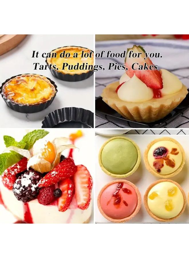 12 Pcs 3 Inch Carbon Steel Bottom Removable Tart Molds Mini Baking Pans Reusable Quiche Bakeware For Pies Cheesecakes Desserts - Image 2