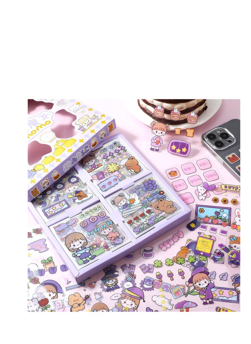 KASTWAVE Stickers Set, 100 Pcs   Cartoon Girl Animal Stickers,   Waterproof Sticker Set for Water Bottle Laptop Scrapbook Vinyl, Aesthetic Stickers for Journaling Gifts Kids Girls Boys  - Image 2
