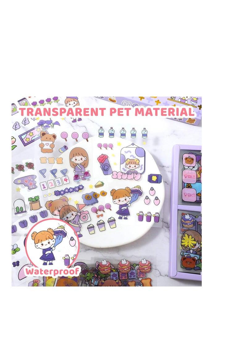 KASTWAVE Stickers Set, 100 Pcs   Cartoon Girl Animal Stickers,   Waterproof Sticker Set for Water Bottle Laptop Scrapbook Vinyl, Aesthetic Stickers for Journaling Gifts Kids Girls Boys  - Image 4