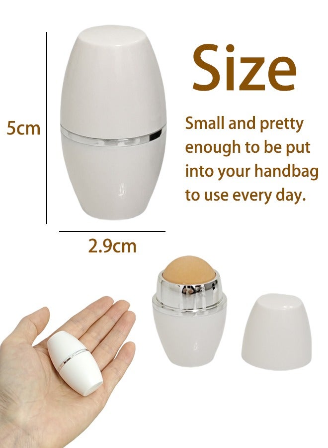 Generic 2 Pcs Oil Absorbing Volcanic Face Roller, Oily Skin Control for Makeup, Reusable Facial Skincare Tool for At-Home or On-the-Go Mini Massage, White - Image 2