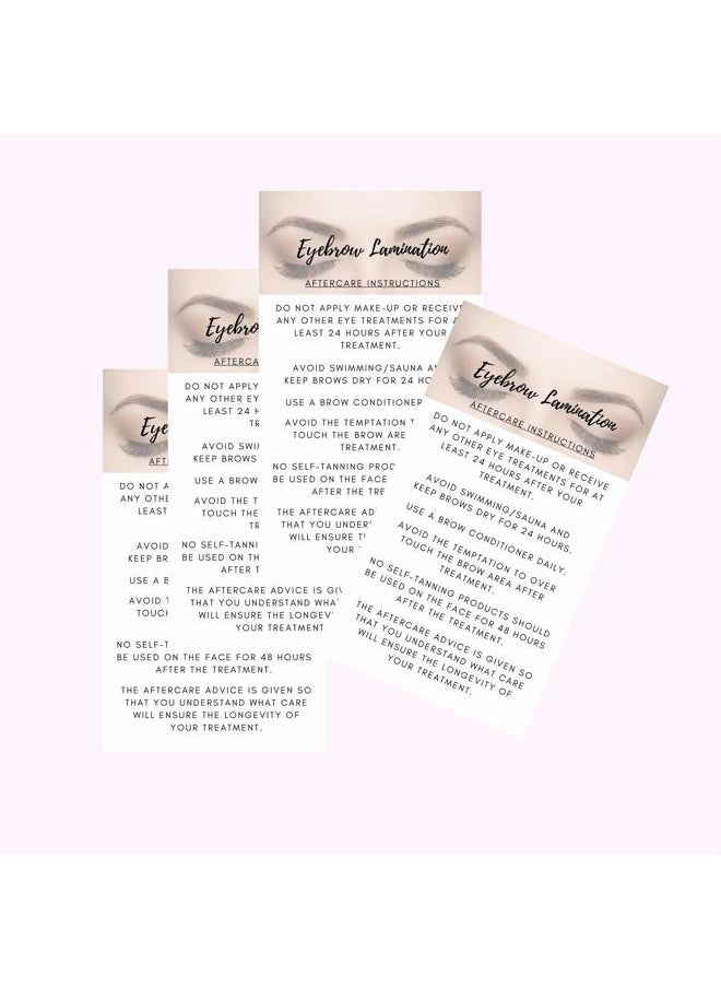 Cosmetology Supply Eyebrow Lamination Aftercare Instruction Cards | Physical Printed 2 x 3.5” inches Business Card Size | White with Brow Photo Design | Starter Lift Kit with Tint at home diy aftercare supplies  - Image 5