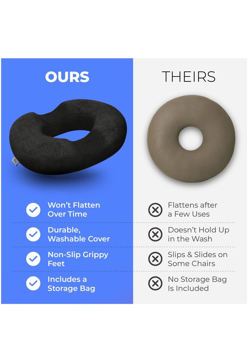 MIXDE - Memory Foam Donut Pillow Portable Orthopedic Hemmoroid Pillow Cushion Support Pad for Tailbone Pain, Hemorrhoids, Prostate, Pregnancy, Coccyx, Sciatica, Post Natal & After Surgery - Image 1