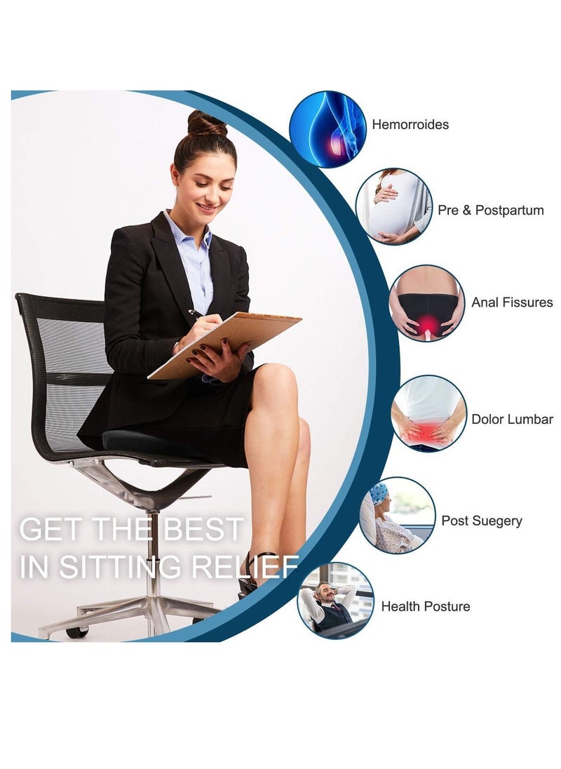 MIXDE - Memory Foam Donut Pillow Portable Orthopedic Hemmoroid Pillow Cushion Support Pad for Tailbone Pain, Hemorrhoids, Prostate, Pregnancy, Coccyx, Sciatica, Post Natal & After Surgery - Image 1