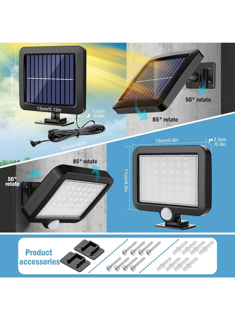 Solar Motion Sensor Flood Light Outdoor 56 LED IP65 Waterproof Solar Security Light with 120° Wide Angle u0026 5M Cable for Garden, Yard, Garage Wall Lighting - Image 2