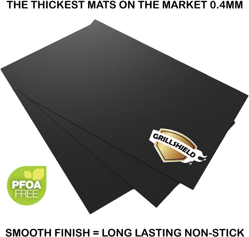 GrillShield 3 Heavy Duty 600 Degree Grill and Bake Mats - 13 X 16 inches Non Stick Mats for BBQ Griddle Baking, Reusable and Easy to Clean - Image 2