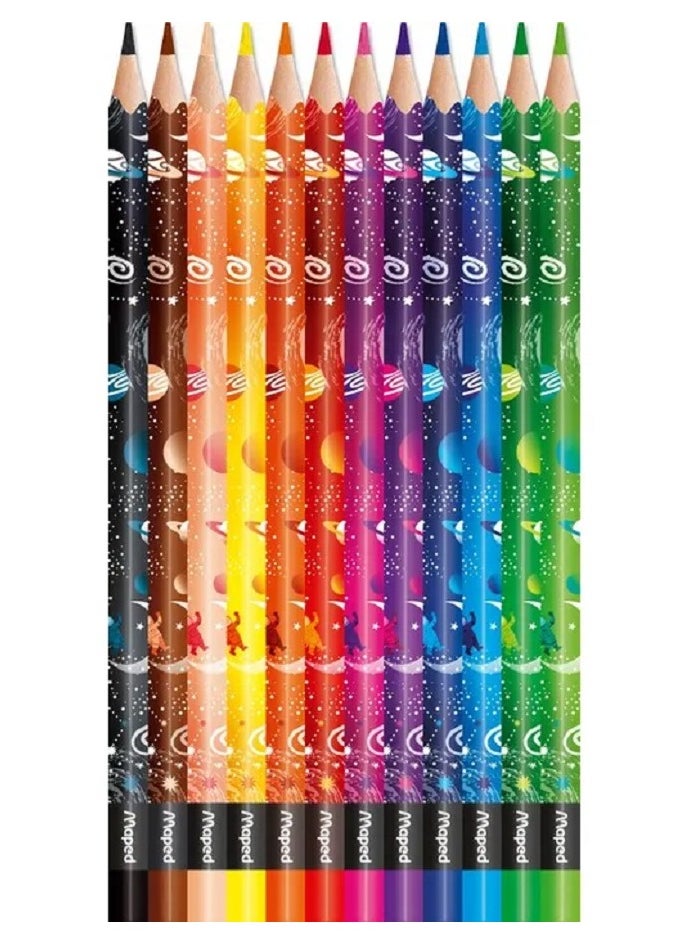 Maped 12 pcs colour pencil, Cosmic triangular crayons  - Image 2