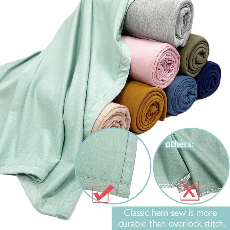 OWLOWLA Swaddle Blanket and Hat Set Newborn Swaddle Wrap Baby Receiving Blanket for Baby Boys Girls(Ivory) - Image 4