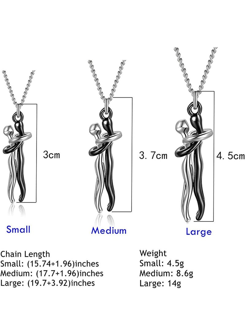 2 Pcs Couple Necklaces Personalized Hug Necklace for Women Men Stainless Steel Love You Forever Necklace Gifts for Him and Her Birthday Small (Black/Gold) - Image 4