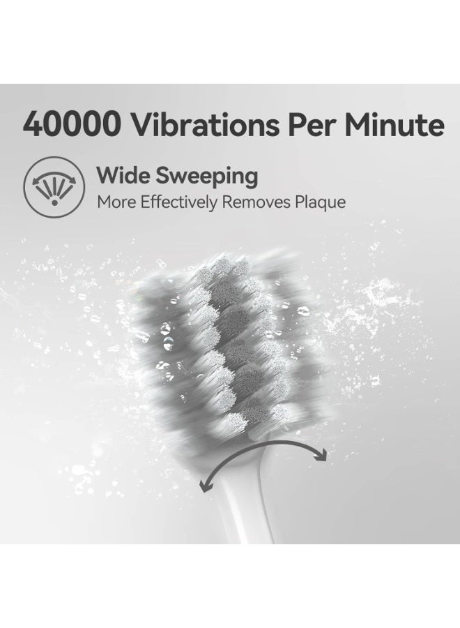 سيجو فرشاة أسنان كهربائية من سيجو للبالغين مزودة بمستشعر ضغط، وحامل فرشاة أسنان سونيك يُثبت على الحائط، وعمر بطارية يصل إلى 30 يومًا، و5 أوضاع تنظيف، و8 رؤوس بديلة، ومؤقت، ومقاومة للماء بمعيار IPX7 (أبيض) - Image 2
