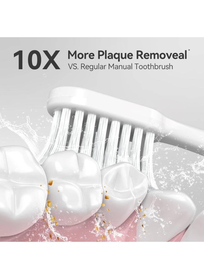 سيجو فرشاة أسنان كهربائية من سيجو للبالغين مزودة بمستشعر ضغط، وحامل فرشاة أسنان سونيك يُثبت على الحائط، وعمر بطارية يصل إلى 30 يومًا، و5 أوضاع تنظيف، و8 رؤوس بديلة، ومؤقت، ومقاومة للماء بمعيار IPX7 (أبيض) - Image 4