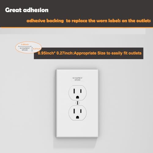 MANWU NO Equipment Ground Protected Outlet Receptacle Plates Label Sticker Decal Black Print On Clear remarking (96pcs 0.27" x 0.95") - Image 3