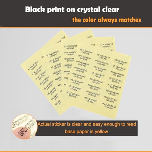 MANWU NO Equipment Ground Protected Outlet Receptacle Plates Label Sticker Decal Black Print On Clear remarking (96pcs 0.27" x 0.95") - Image 5