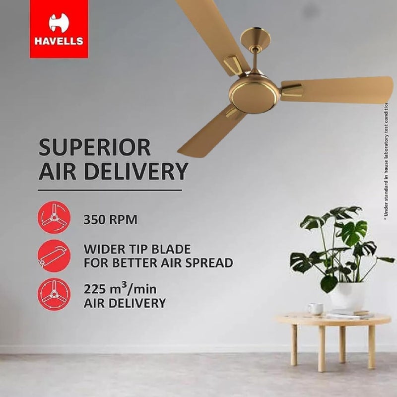 havells 1400 mm/56 inch High Speed Anti-dust Technology Decorative 5 Star Rated Ceiling Fan 400 RPM with 1 Year Warranty crew deco export quality ceiling fan (Bronze Gold Pack of 1) مروحة السقف - Image 1