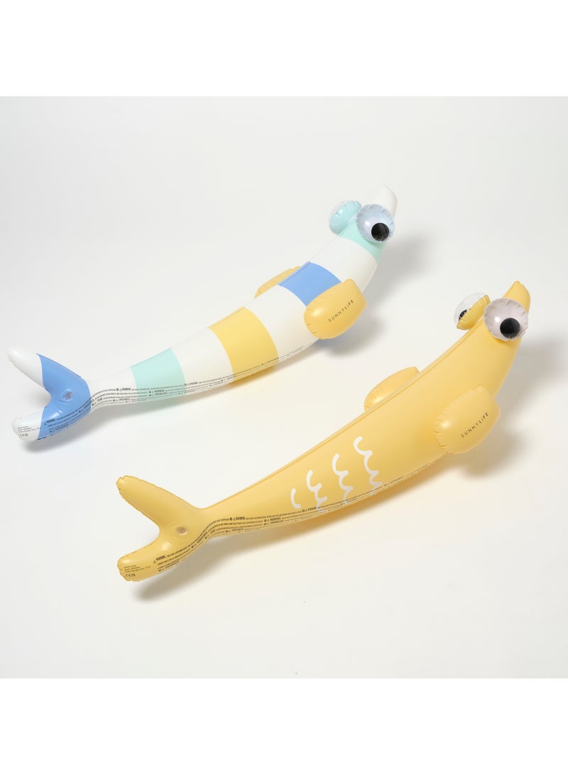 SUNNY LIFE Kids Inflatable Pool Noodle Set of 2 – Finn the Fish Multi Design – Colorful Floating Water Noodles for Toddlers, Boys & Girls – Lightweight & Durable Swim Toys for Pool, Beach & Summer Fun - Image 1
