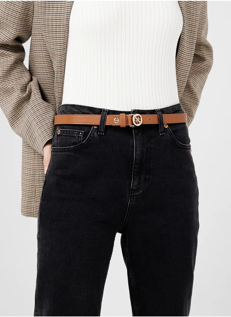 جس Logo Detailed None Allocated Hole  Belt
