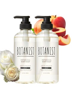 BOTANIST Body Wash For Dry  Sensitive Skin Shower Gel Body Wash For Family Use Hydrating Body Soap Shea Butter  Coconut Oil Sulfate Paraben  Dye Free Rose  White Peach165 Fl Oz490 mL 2EA