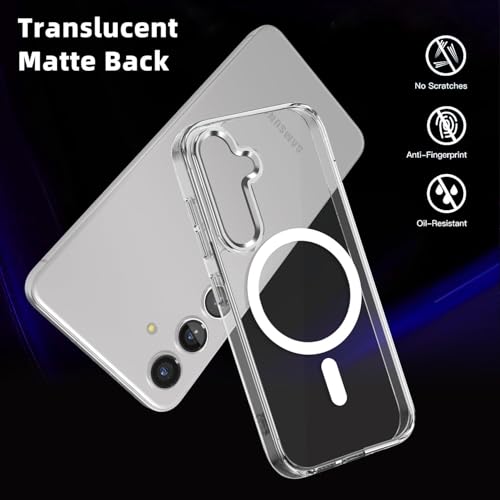 RODMED Magnetic Silicone Case for Samsung Galaxy S24FE 5G Compatible with MagSafe, Shockproof Phone Bumper Cover, Anti-Scratch Clear Back (Clear) - Image 3