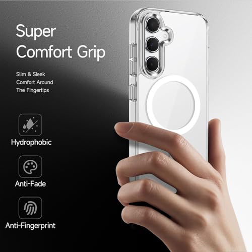 RODMED Magnetic Silicone Case for Samsung Galaxy S24FE 5G Compatible with MagSafe, Shockproof Phone Bumper Cover, Anti-Scratch Clear Back (Clear) - Image 2