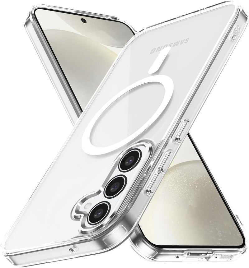 RODMED Magnetic Silicone Case for Samsung Galaxy S24FE 5G Compatible with MagSafe, Shockproof Phone Bumper Cover, Anti-Scratch Clear Back (Clear) - Image 4