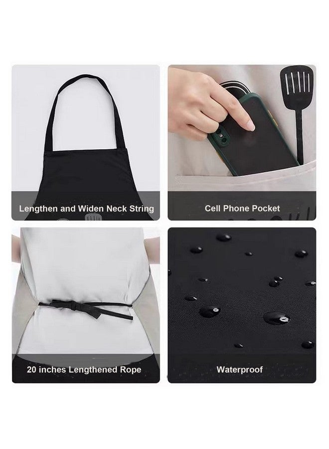Agirlvct 2 Pack Kitchen Apron With Hand Wipe,Water-Drop Resistant With Pockets Cooking Dish Washing Bib Aprons Birthday Gift For Women Men Chef Home Coffee Restaurant - Image 2