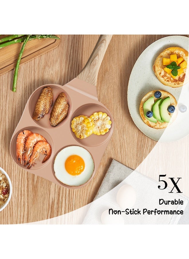 Caannasweis وعاء البويضة، 4 كوب غير اللاصق البويضة السيراميكية Skillet الإفطار مقلي وعاء طباخ البيض مناسبة لمواقد الغاز وأدوات الطبخ الاستقراء، PFOA PFOS مجانا - Image 5