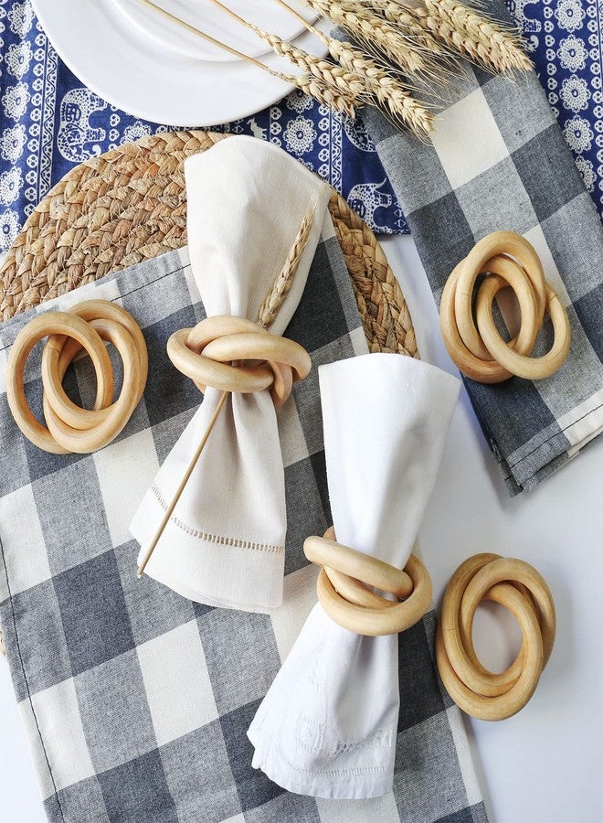 wonlex Wooden Napkin Rings Set of 6, Farmhouse Wood Napkin Ring, Handmade Serviette Buckles Holder for Table Setting, Wedding, Thanksgiving Day and Home Decor (Wood Circle) - Image 2