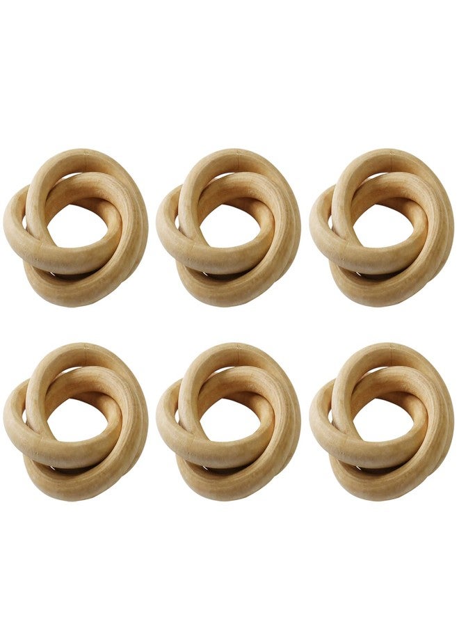 wonlex Wooden Napkin Rings Set of 6, Farmhouse Wood Napkin Ring, Handmade Serviette Buckles Holder for Table Setting, Wedding, Thanksgiving Day and Home Decor (Wood Circle) - Image 1