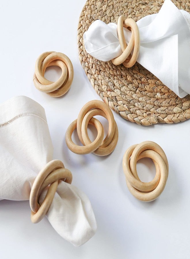 wonlex Wooden Napkin Rings Set of 6, Farmhouse Wood Napkin Ring, Handmade Serviette Buckles Holder for Table Setting, Wedding, Thanksgiving Day and Home Decor (Wood Circle) - Image 4