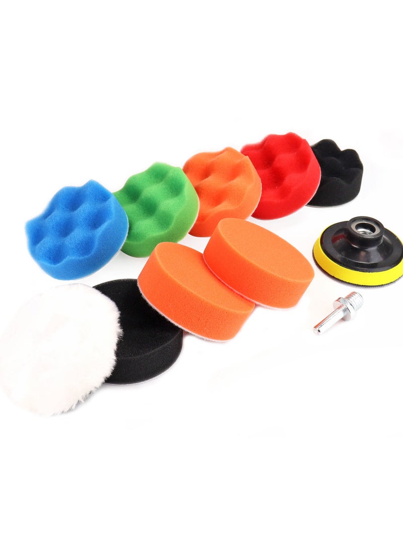 AMIO Car Polishing Pad Kit 11 pcs 80mm M14 Drill Attachment – Foam Buffing Set for Detailing - Image 1