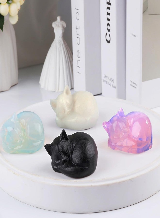 Ytbeoxk 2.1 Inch Black Obsidian Cat Crystal Statue, Healing Crystal Gemstones Decorations, Lucky Cute Kitten Figurines, Black Sleeping Cat Gifts Home Office Desk Decor for Kitten Lovers Woman Men - Image 5