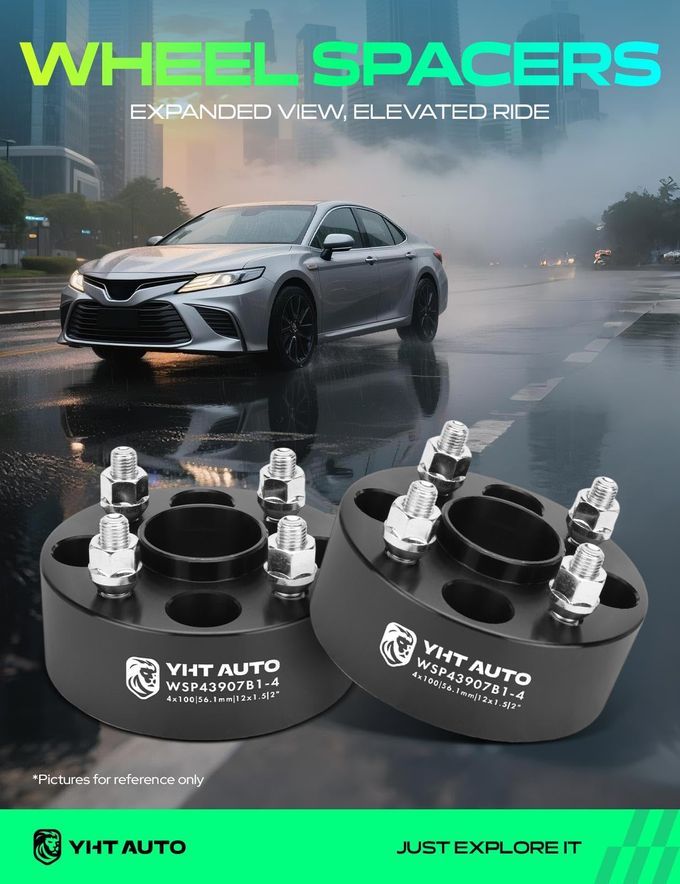 YHTAUTO 4X100Mm Hub Centric Wheel Spacers 2" Compatible With Honda, Acura, Kia, Mini & Mitsubishi Models, Integra, Crx, Tire Spacers, W/ M12X1.5 & 12.9 Grade Studs, 56.1Mm Hub Bore, Set Of 4 - Image 2