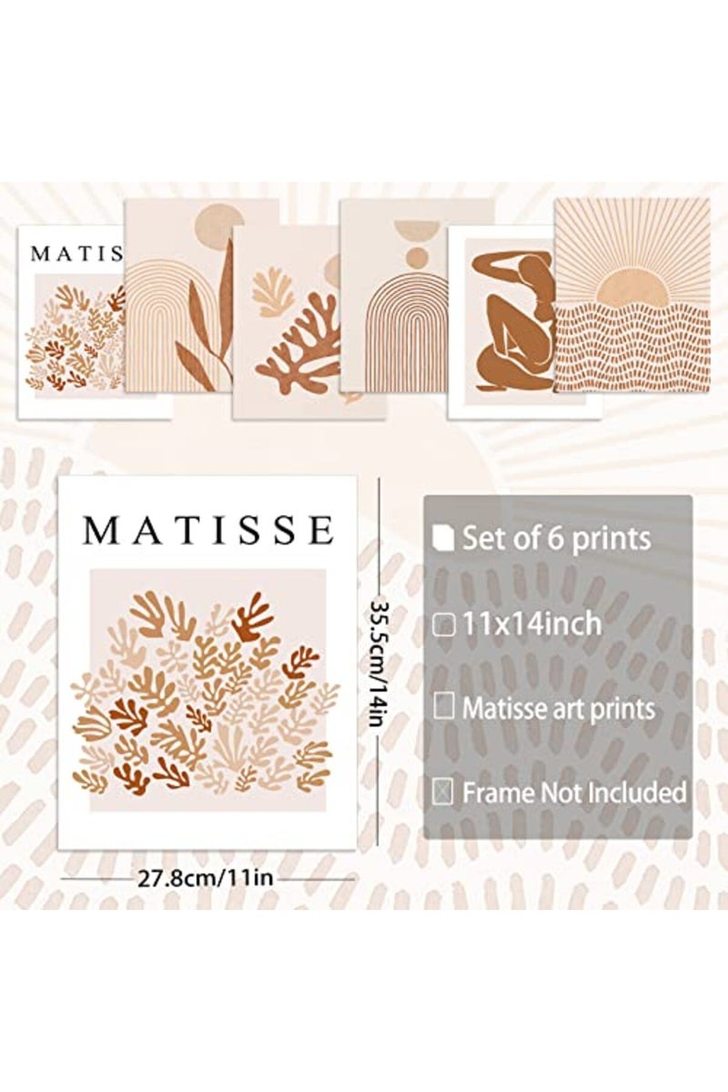 LIYAOLI Matisse Neutral Wall Art Prints Line Art Boho Wall Decor Posters for Room Aesthetic Unframed 11 x 14 Inch Set of 6 Minimalist Abstract Wall Art Prints for Bedroom Office Decor - Image 5